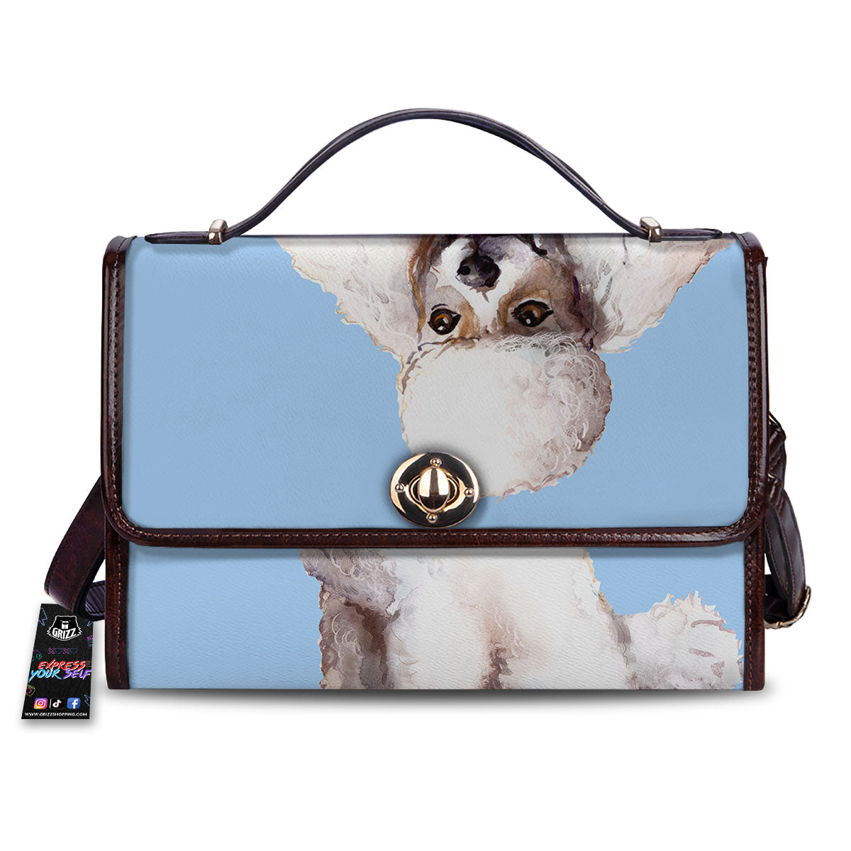 Portrait Poodle Print Women's Satchel Bag