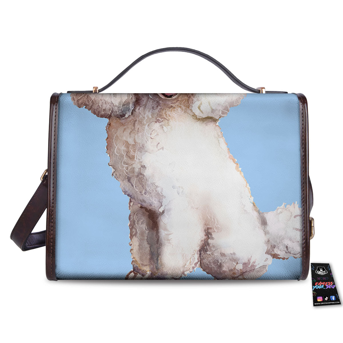 Portrait Poodle Print Women's Satchel Bag