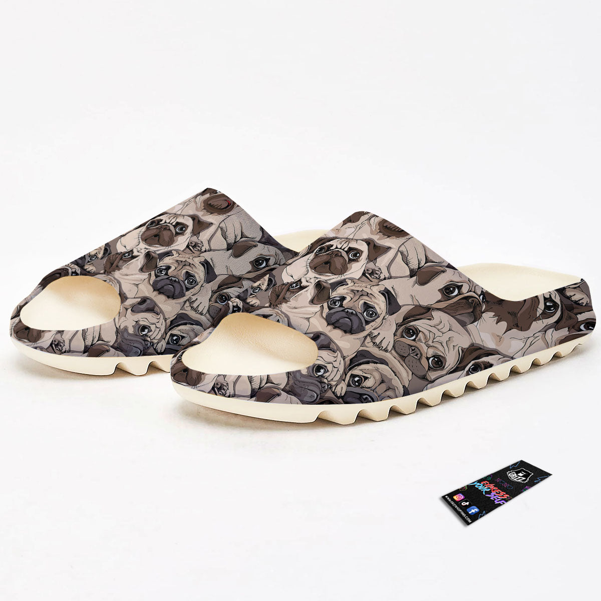 Portrait Pug Vintage Print Pattern Sandals-grizzshop
