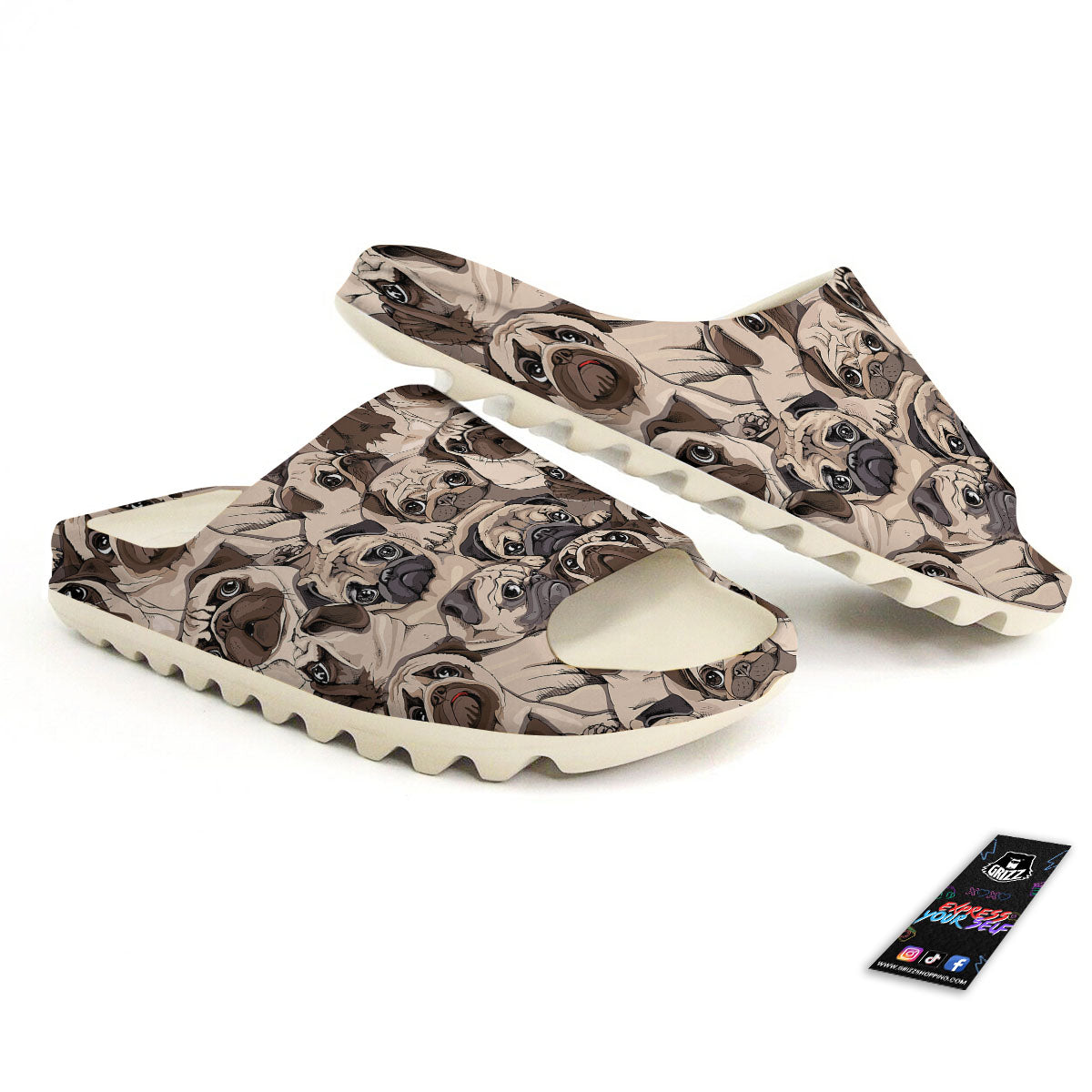 Portrait Pug Vintage Print Pattern Sandals-grizzshop