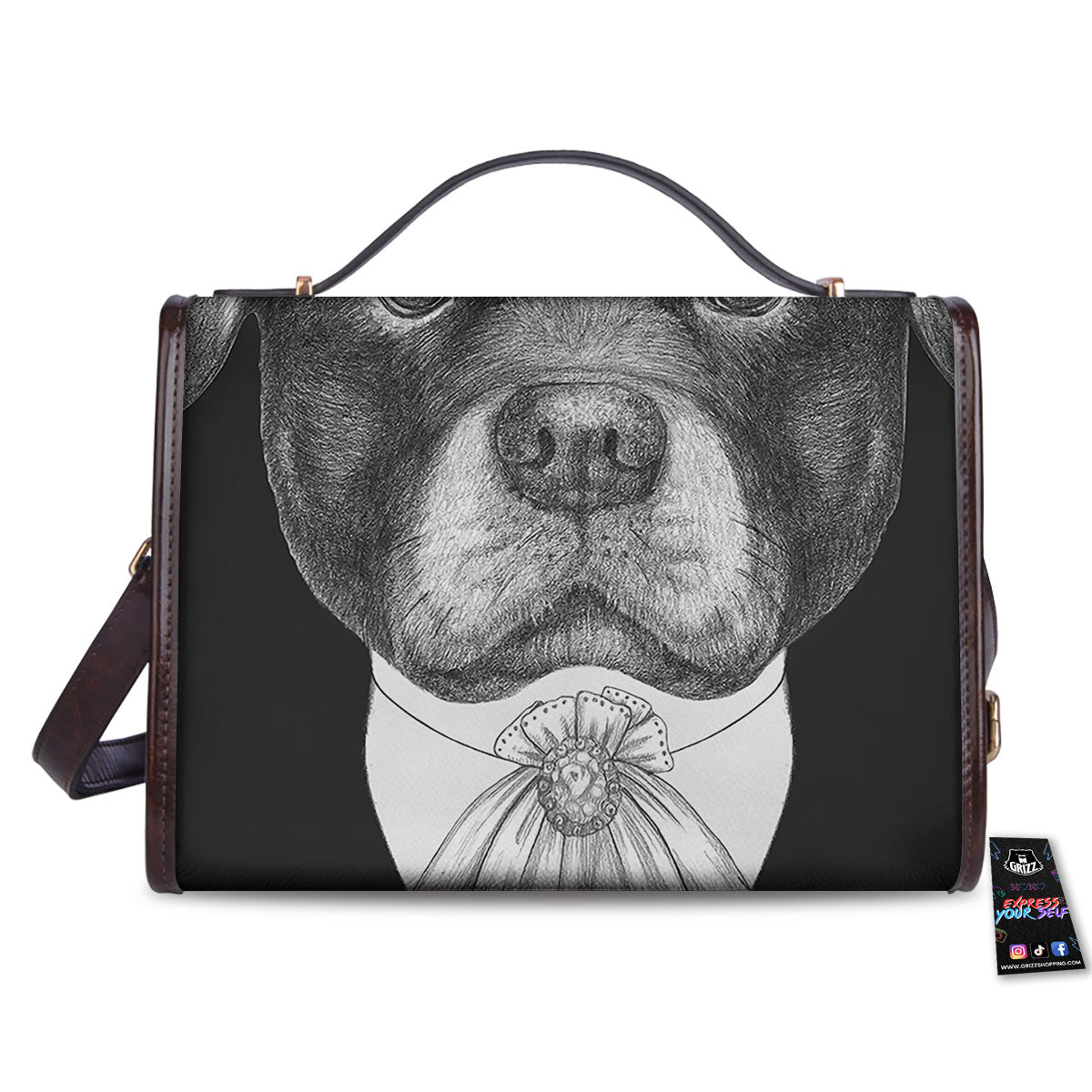 Portrait Rottweiler Vintage Print Women's Satchel Bag