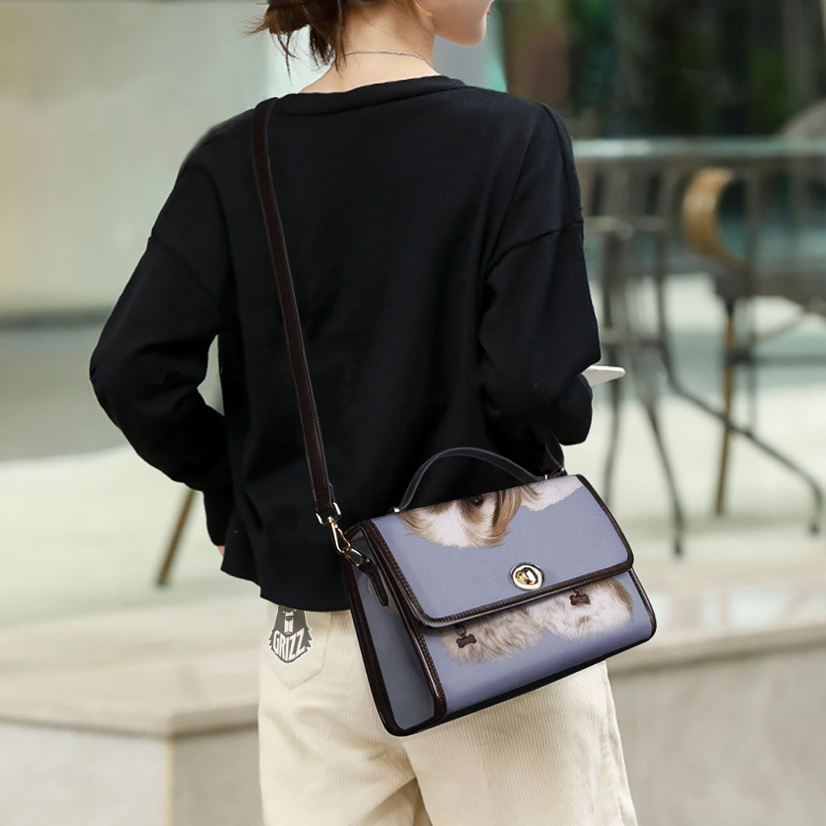 Portrait Shih Tzu Print Women's Satchel Bag