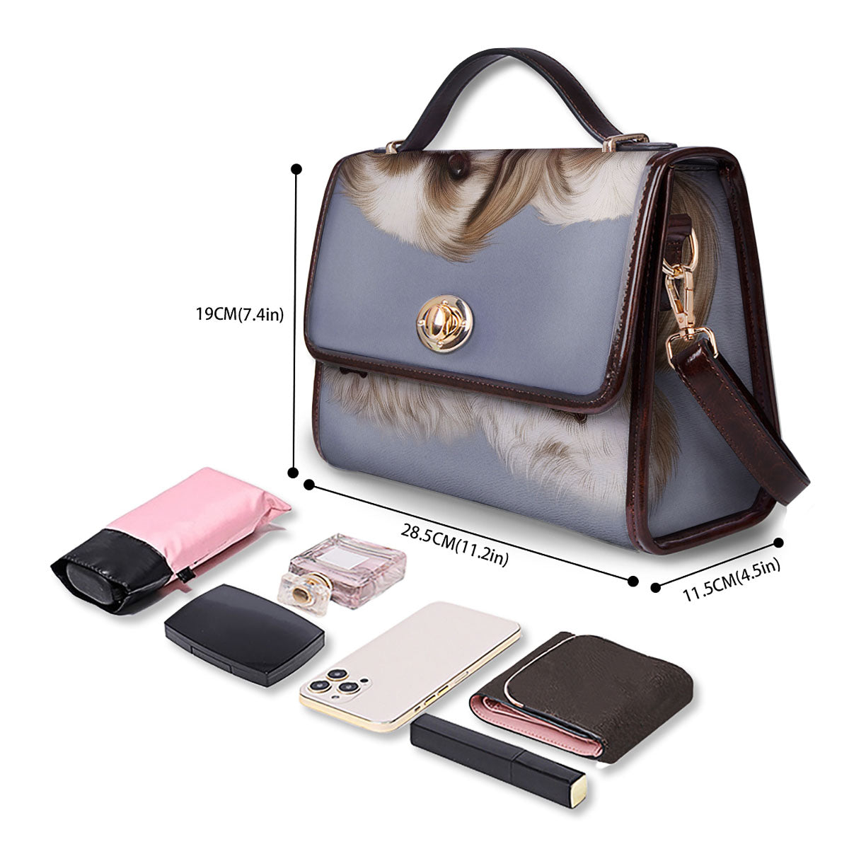 Portrait Shih Tzu Print Women's Satchel Bag