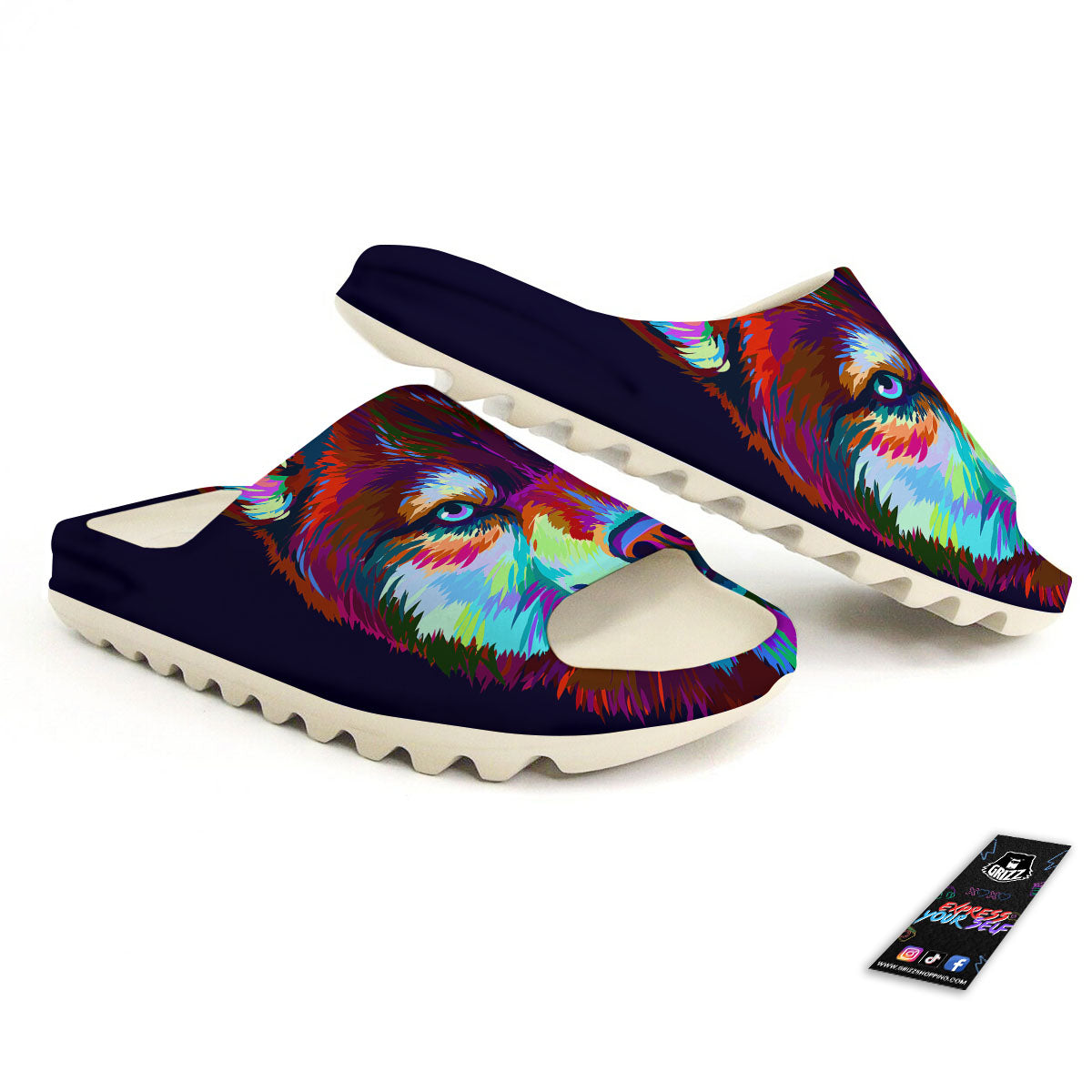 Portrait Siberian Husky Print Sandals-grizzshop