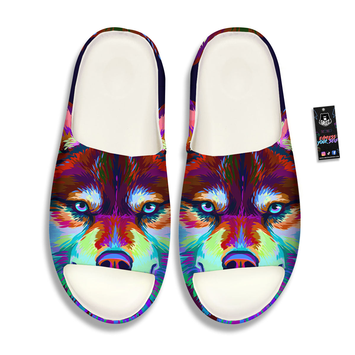 Portrait Siberian Husky Print Sandals-grizzshop