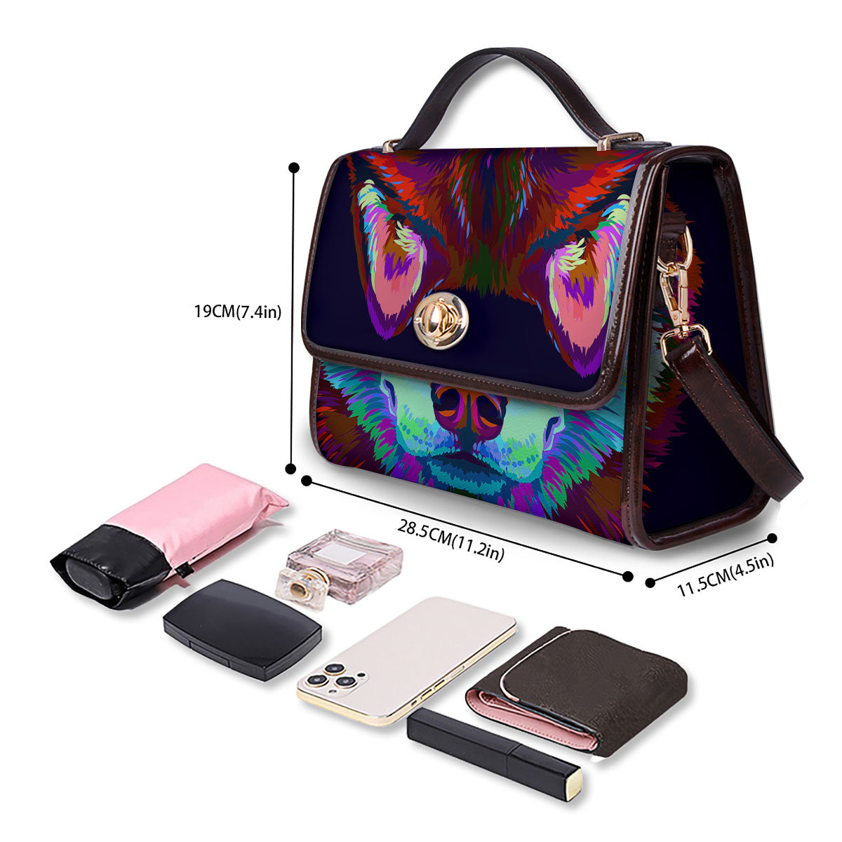 Portrait Siberian Husky Print Women's Satchel Bag