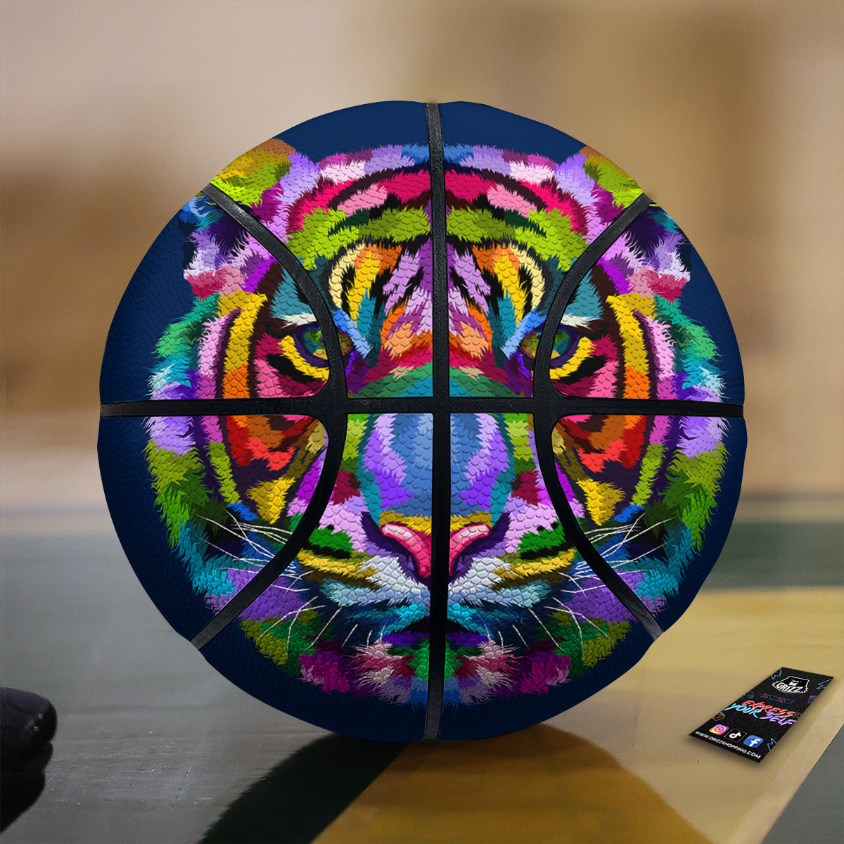 Portrait Tiger Colorful Print Basketball