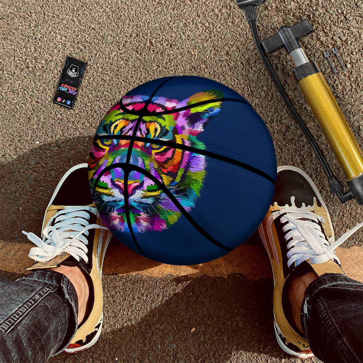 Portrait Tiger Colorful Print Basketball