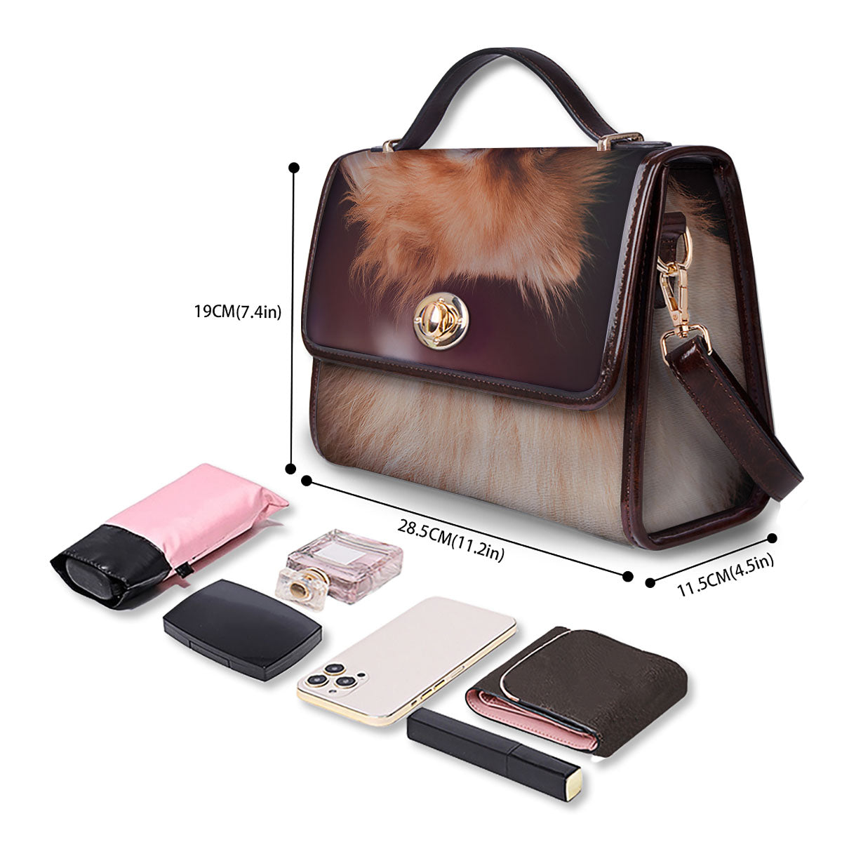 Portrait Vintage Pomeranian Women's Satchel Bag