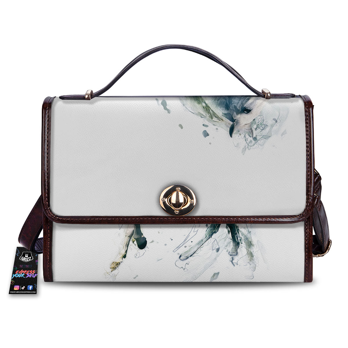 Portrait White Horse Print Women's Satchel Bag