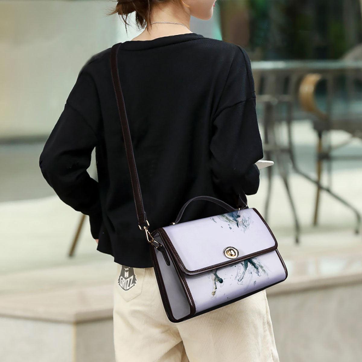 Portrait White Horse Print Women's Satchel Bag