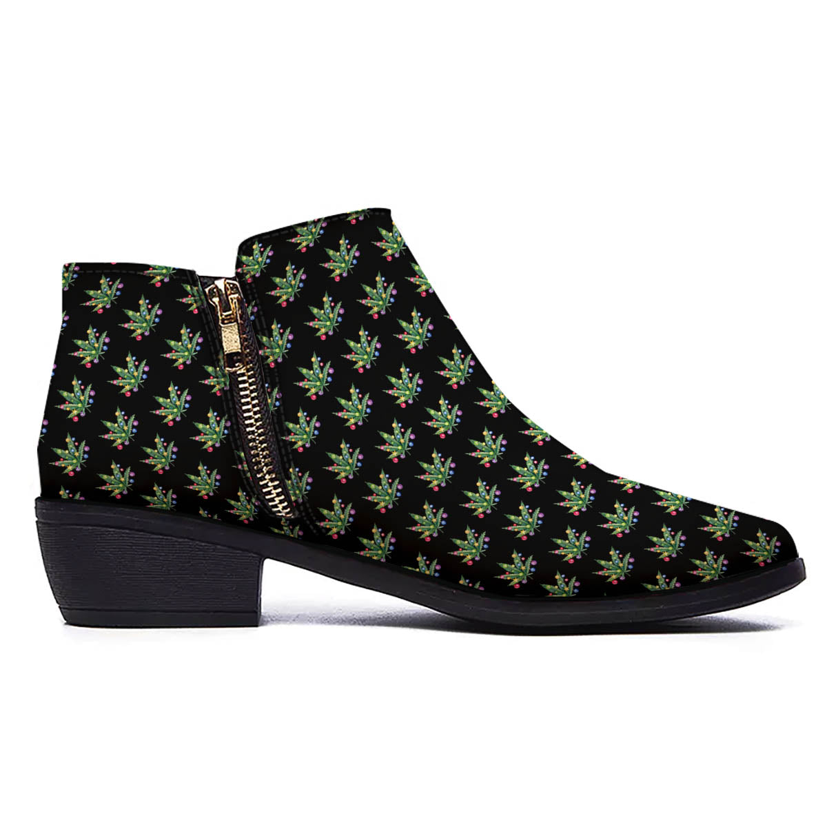 Pot Leaf Christmas Print Pattern Ankle Boots-grizzshop