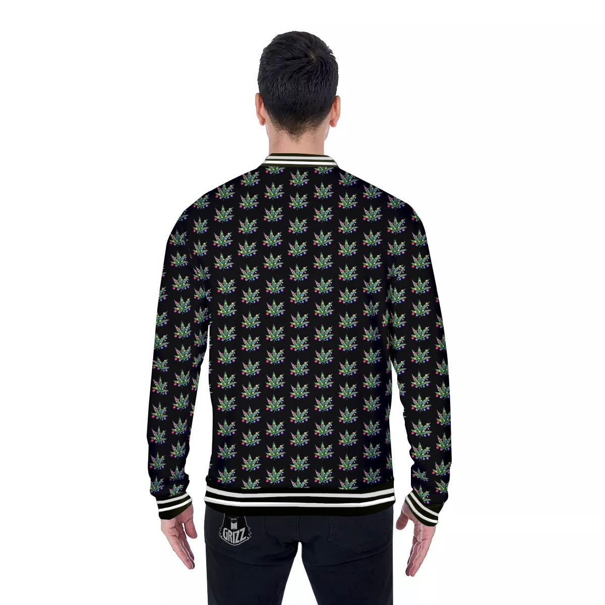 Pot Leaf Christmas Print Pattern Baseball Jacket-grizzshop