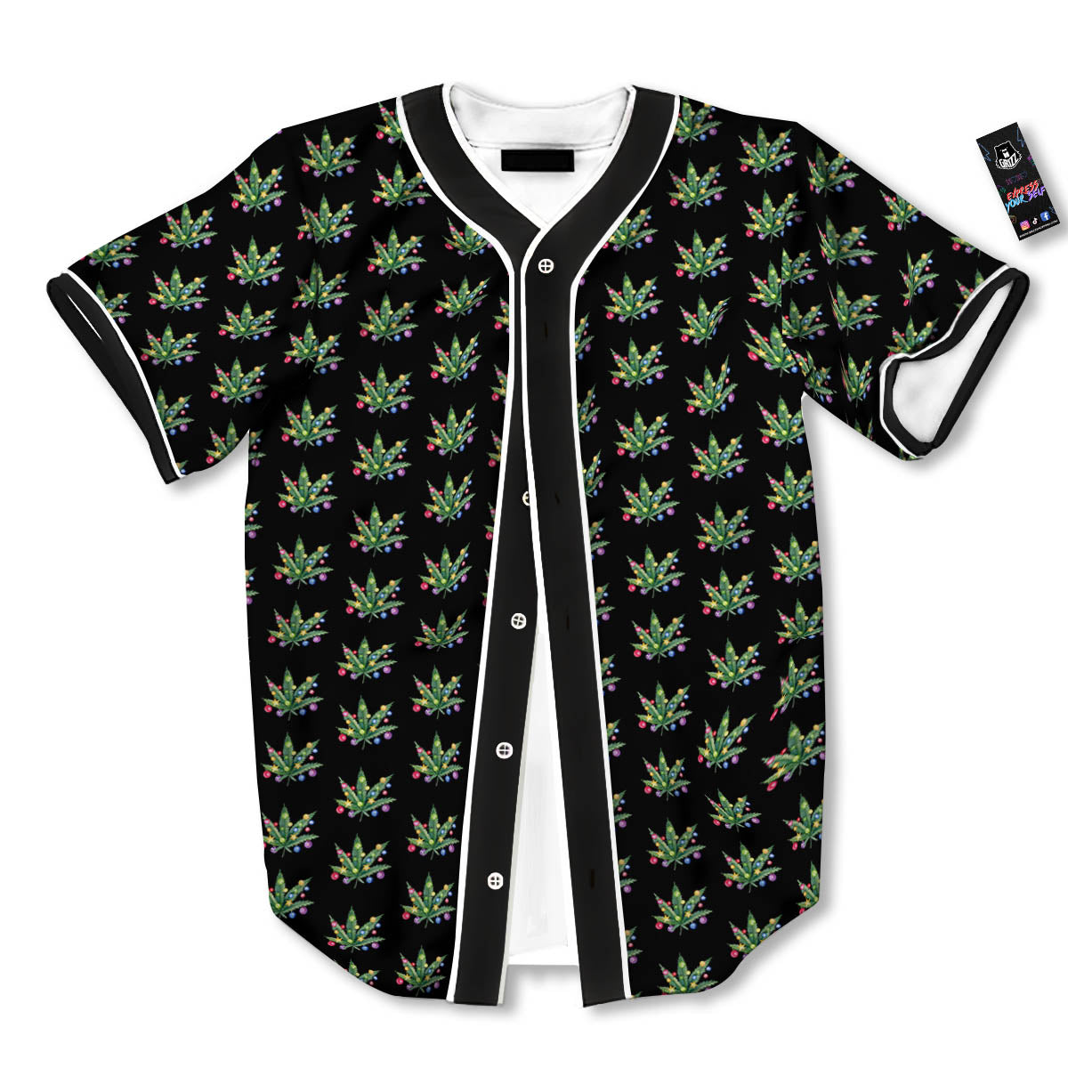Pot Leaf Christmas Print Pattern Baseball Jersey-grizzshop