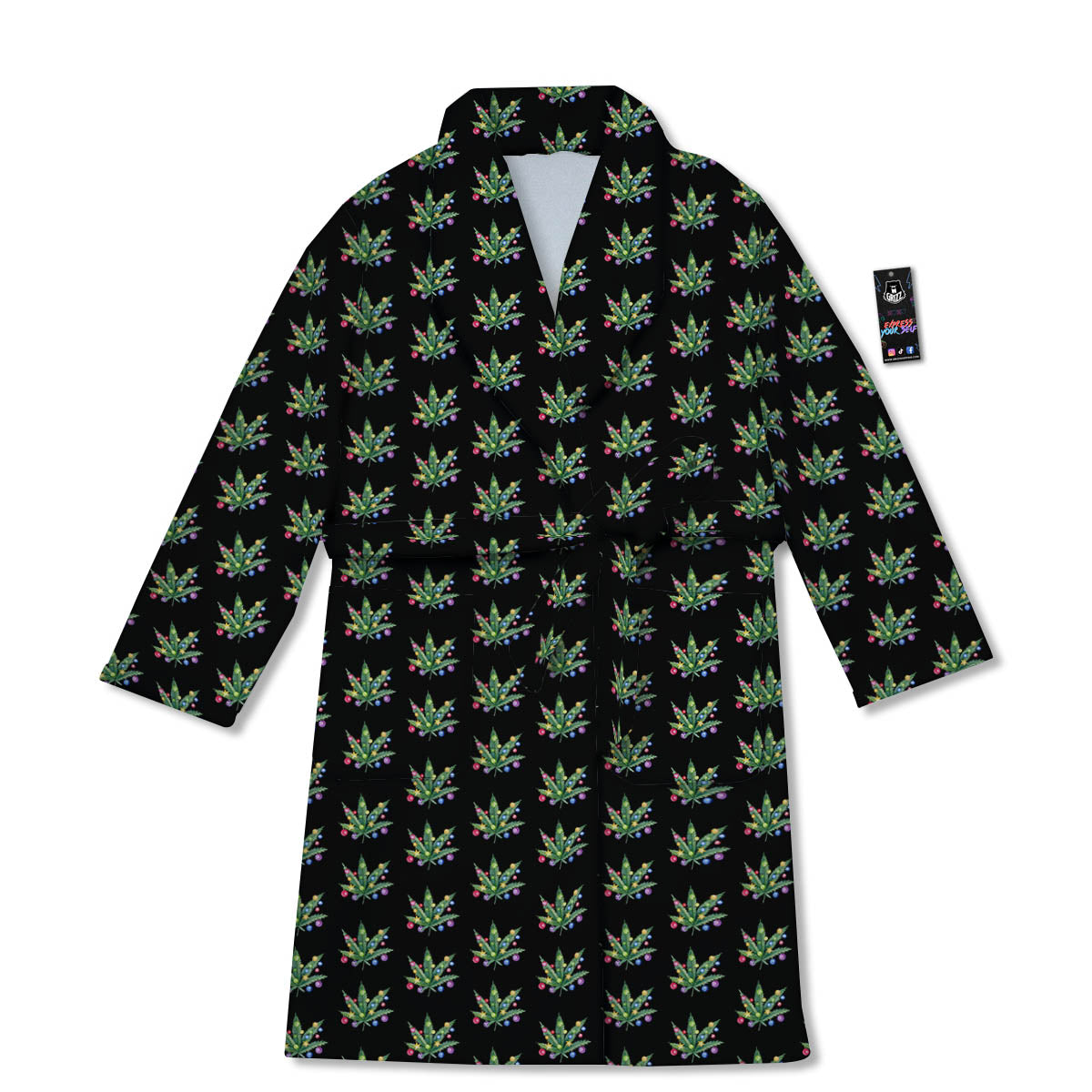 Pot Leaf Christmas Print Pattern Bathrobe-grizzshop