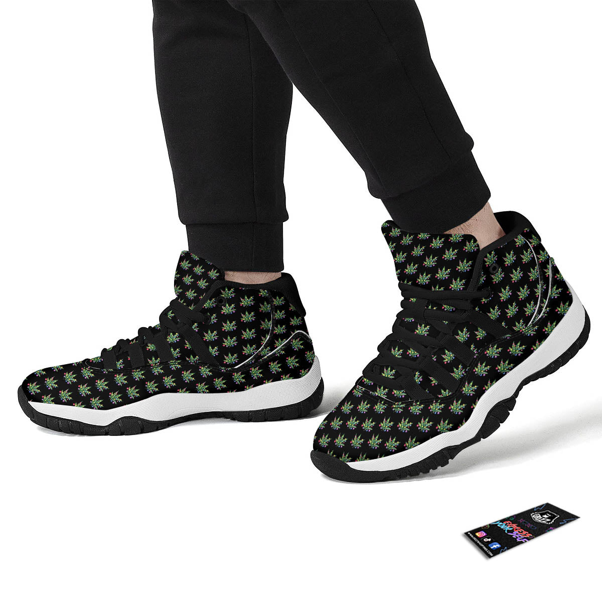 Pot Leaf Christmas Print Pattern Black Bball Shoes-grizzshop