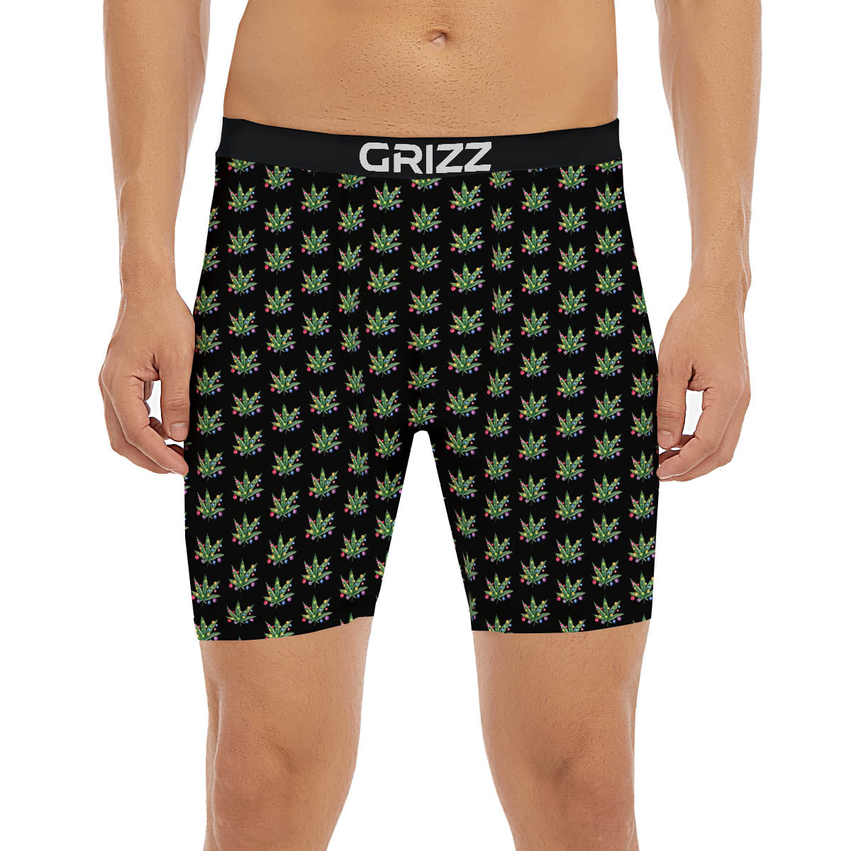Pot Leaf Christmas Print Pattern Boxer Briefs-grizzshop