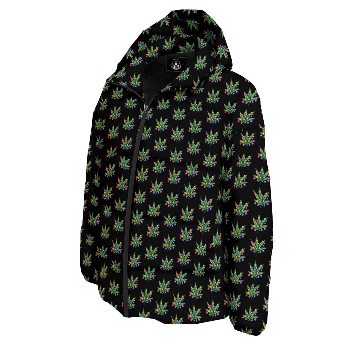 Pot Leaf Christmas Print Pattern Down Jacket-grizzshop