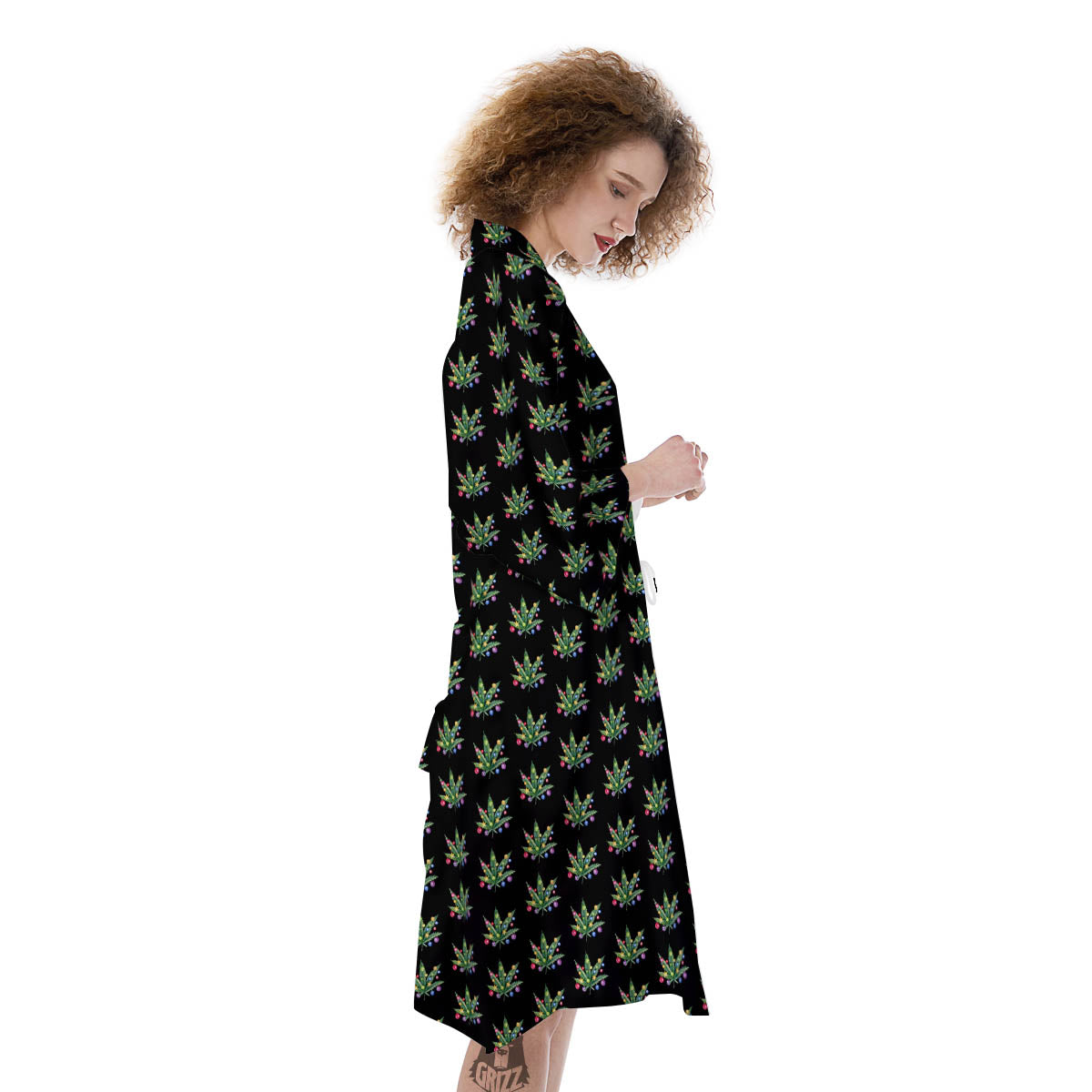 Pot Leaf Christmas Print Pattern Kimono-grizzshop