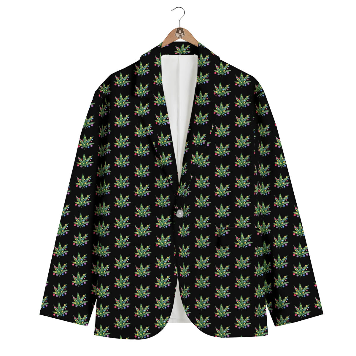 Pot Leaf Christmas Print Pattern Men's Blazer-grizzshop