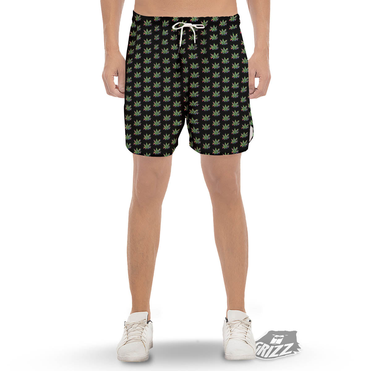 Pot Leaf Christmas Print Pattern Men's Gym Shorts-grizzshop