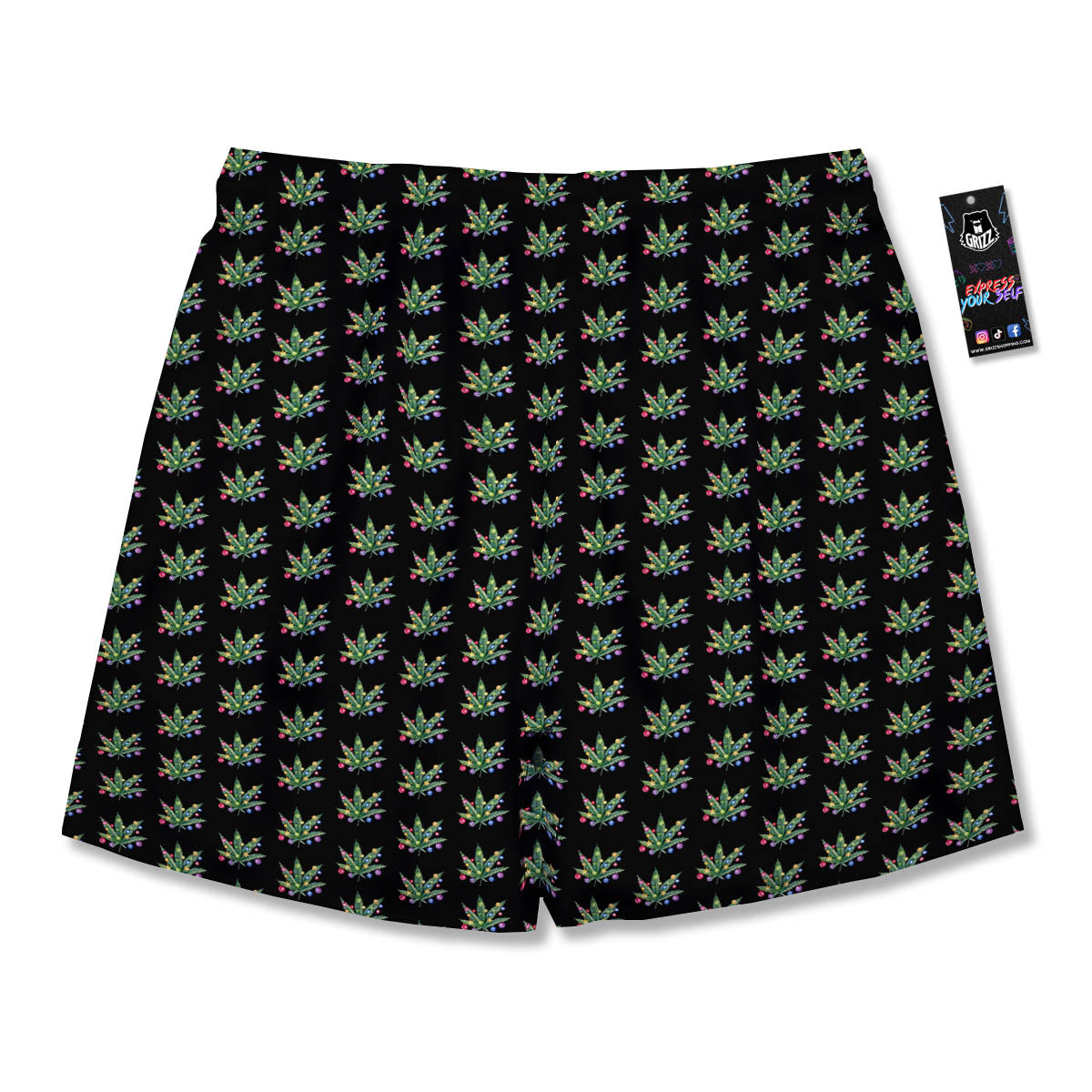 Pot Leaf Christmas Print Pattern Men's Running Shorts-grizzshop