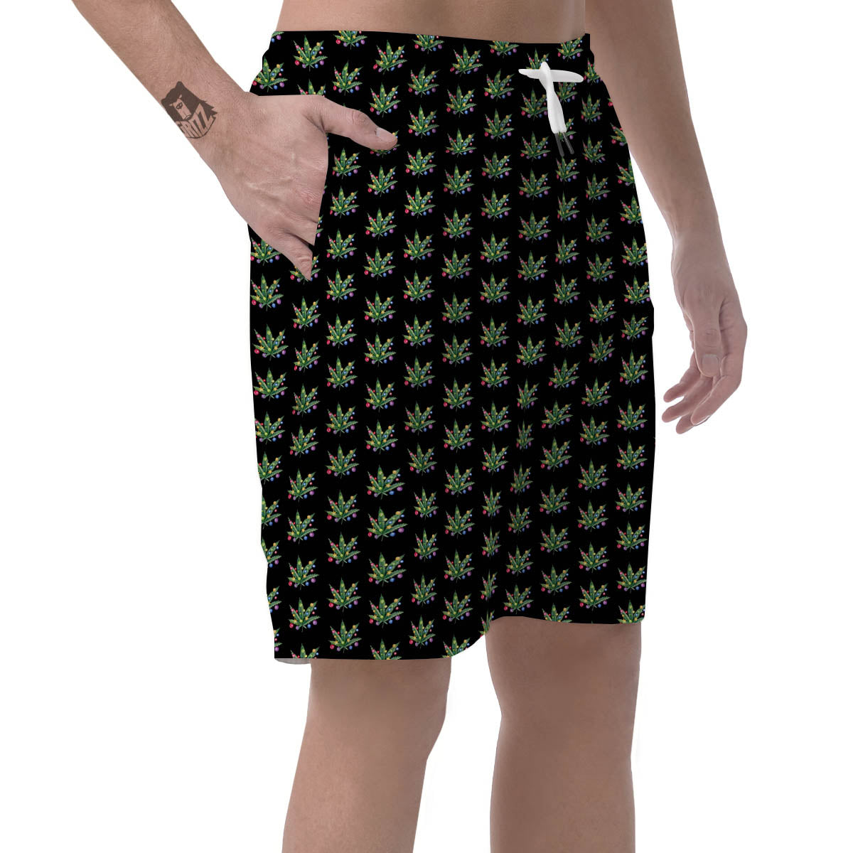 Pot Leaf Christmas Print Pattern Men's Shorts-grizzshop