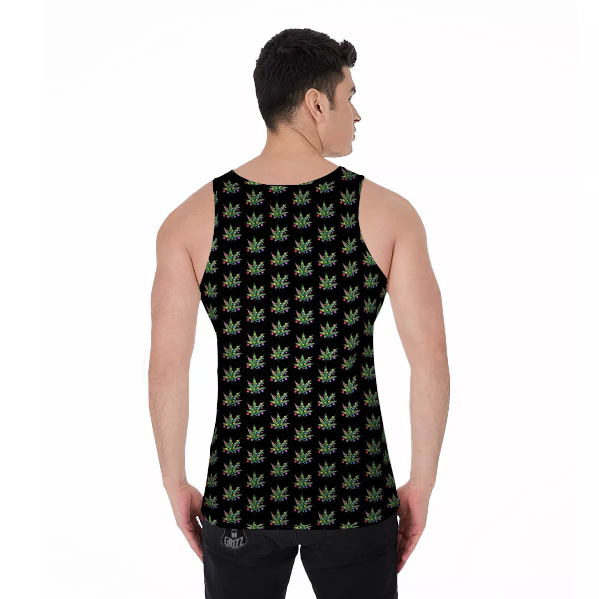 Pot Leaf Christmas Print Pattern Men's Tank Top-grizzshop