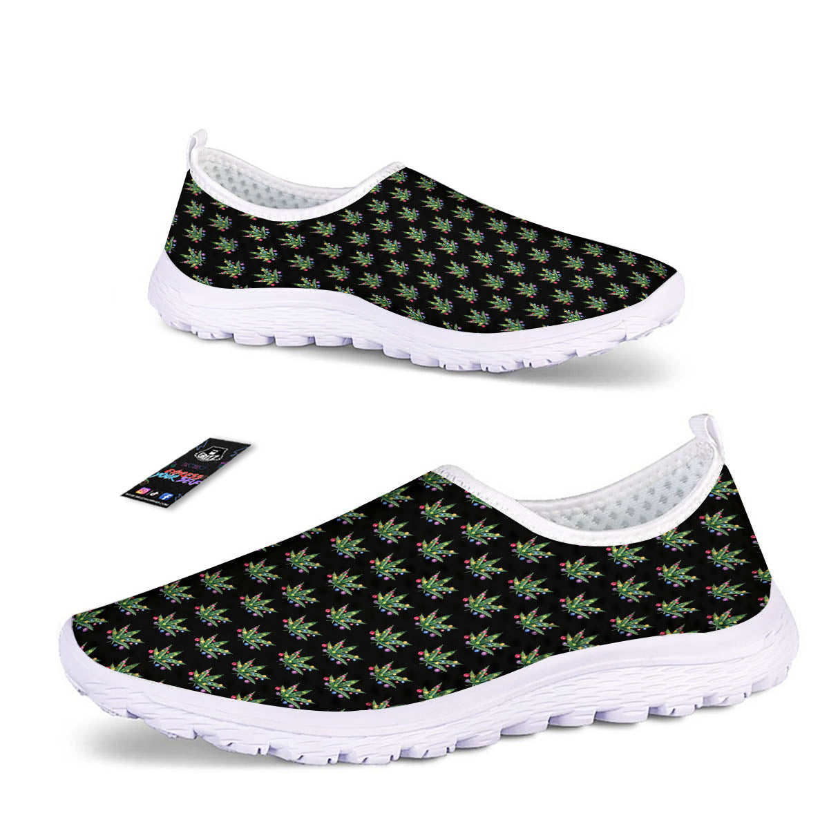 Pot Leaf Christmas Print Pattern Nurse Shoes-grizzshop