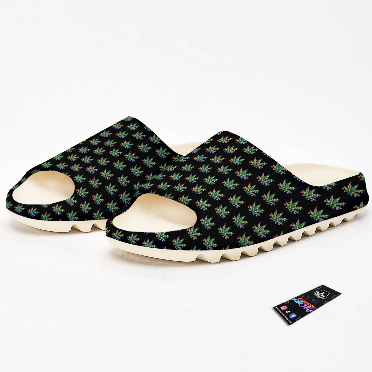 Pot Leaf Christmas Print Pattern Sandals-grizzshop