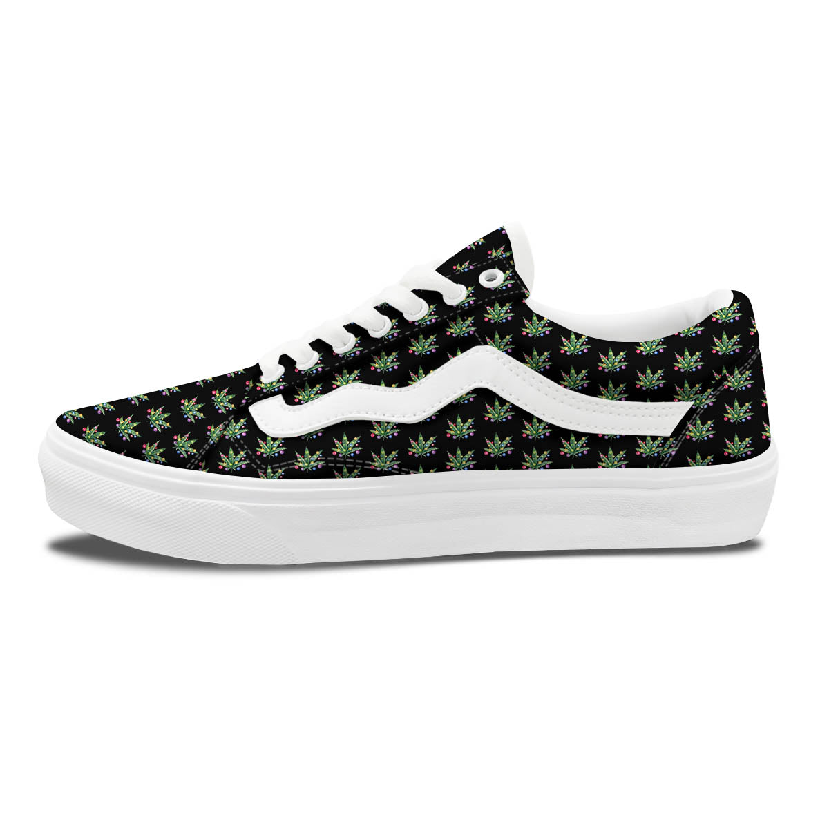 Pot Leaf Christmas Print Pattern Skate Shoes-grizzshop