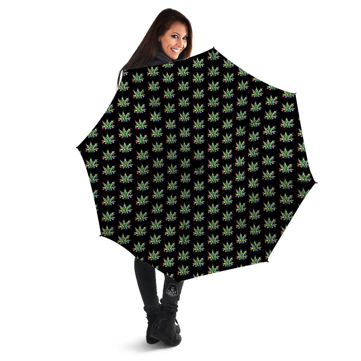 Pot Leaf Christmas Print Pattern Umbrella-grizzshop