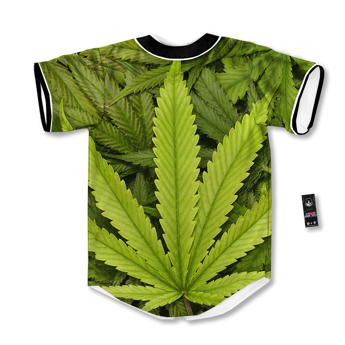 Pot Leaf Green Print Baseball Jersey-grizzshop