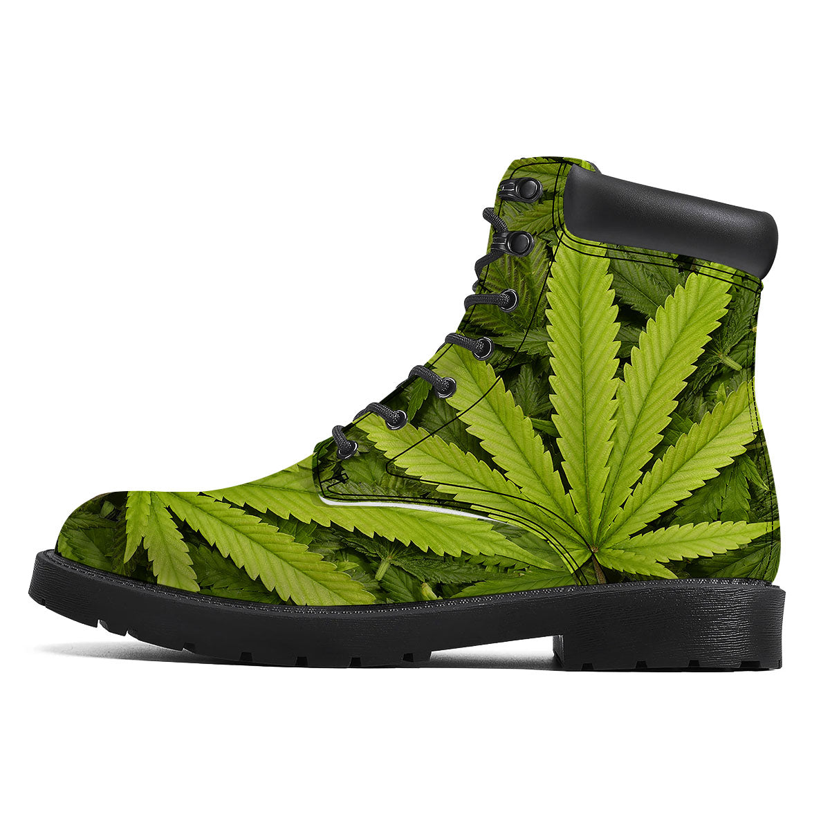 Pot Leaf Green Print Boots-grizzshop