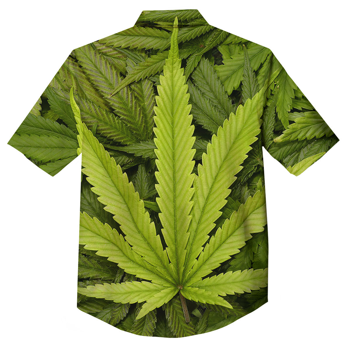Pot Leaf Green Print Button Up Shirt-grizzshop
