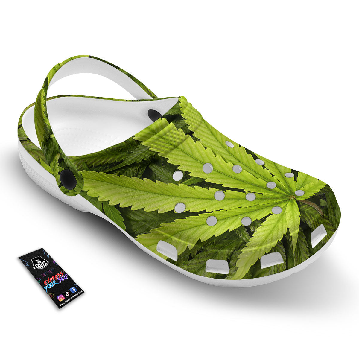 Pot Leaf Green Print Clog-grizzshop