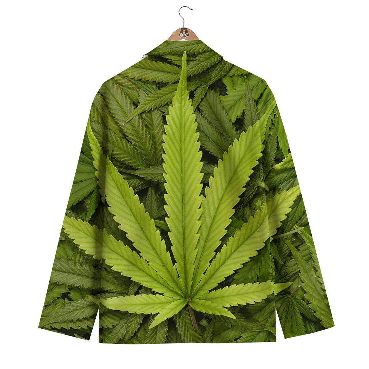 Pot Leaf Green Print Men's Blazer-grizzshop
