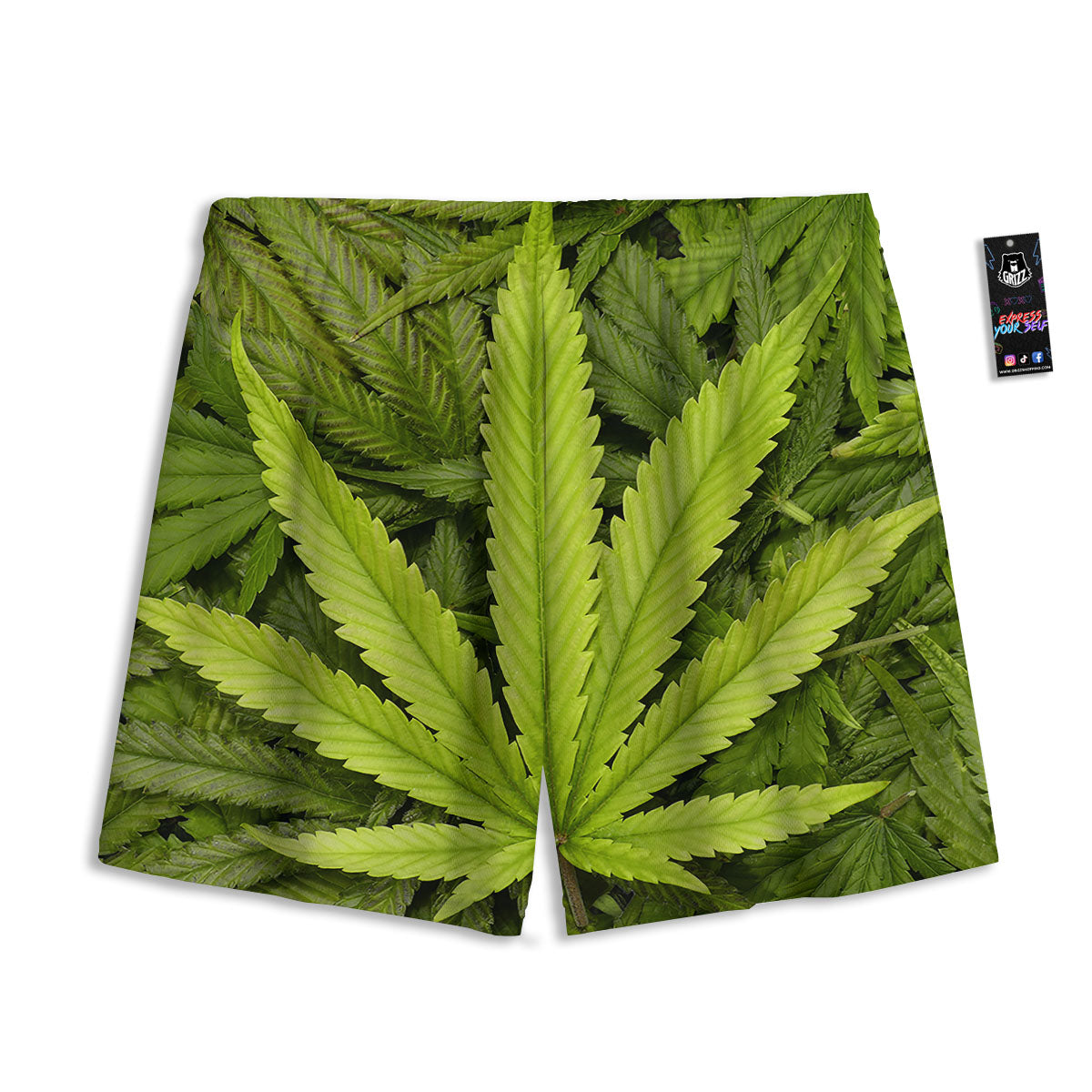 Pot Leaf Green Print Mesh Shorts