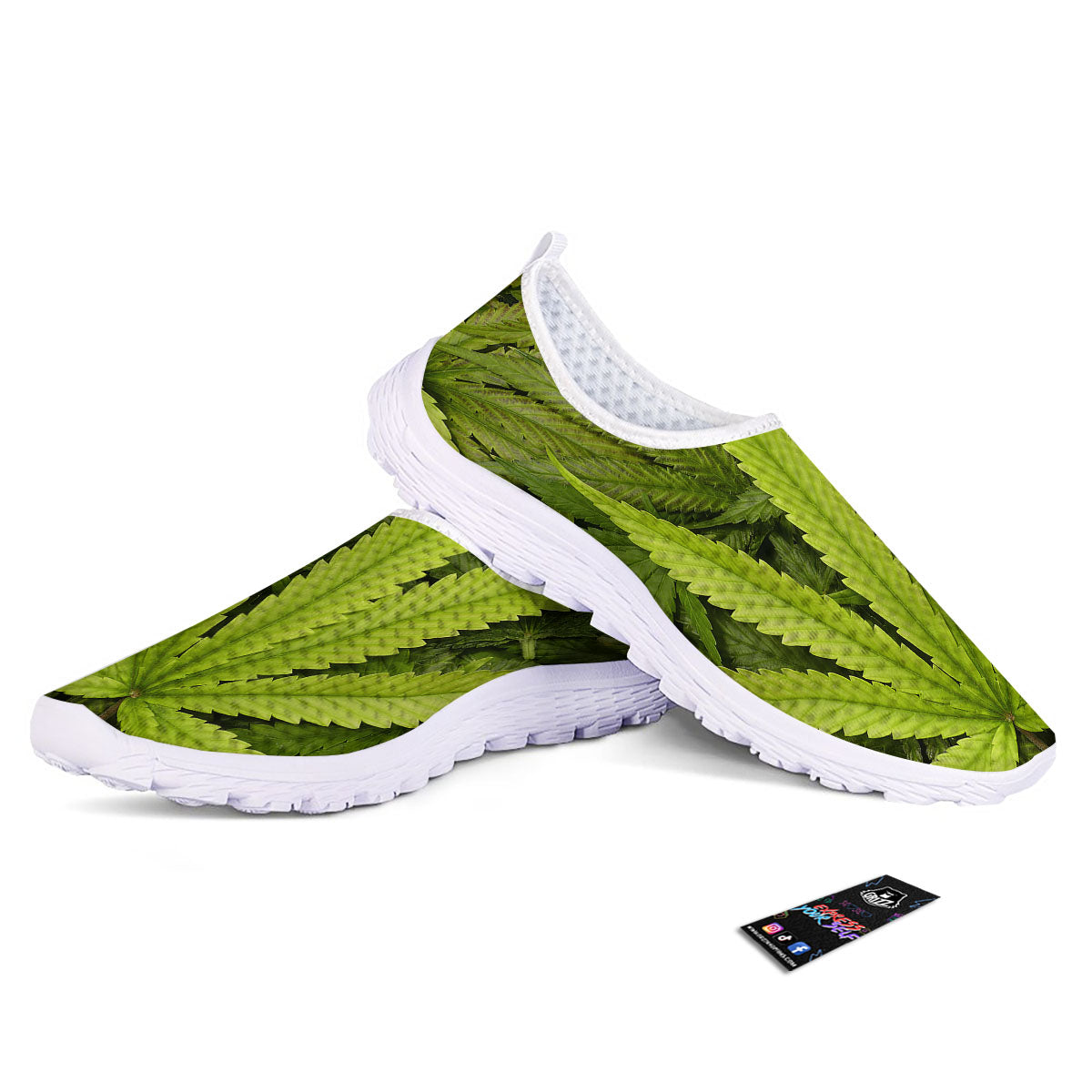 Pot Leaf Green Print Nurse Shoes-grizzshop