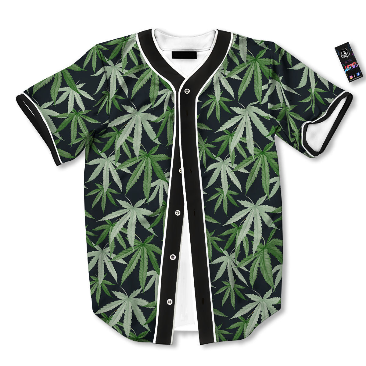 Pot Leaf Green Print Pattern Baseball Jersey-grizzshop