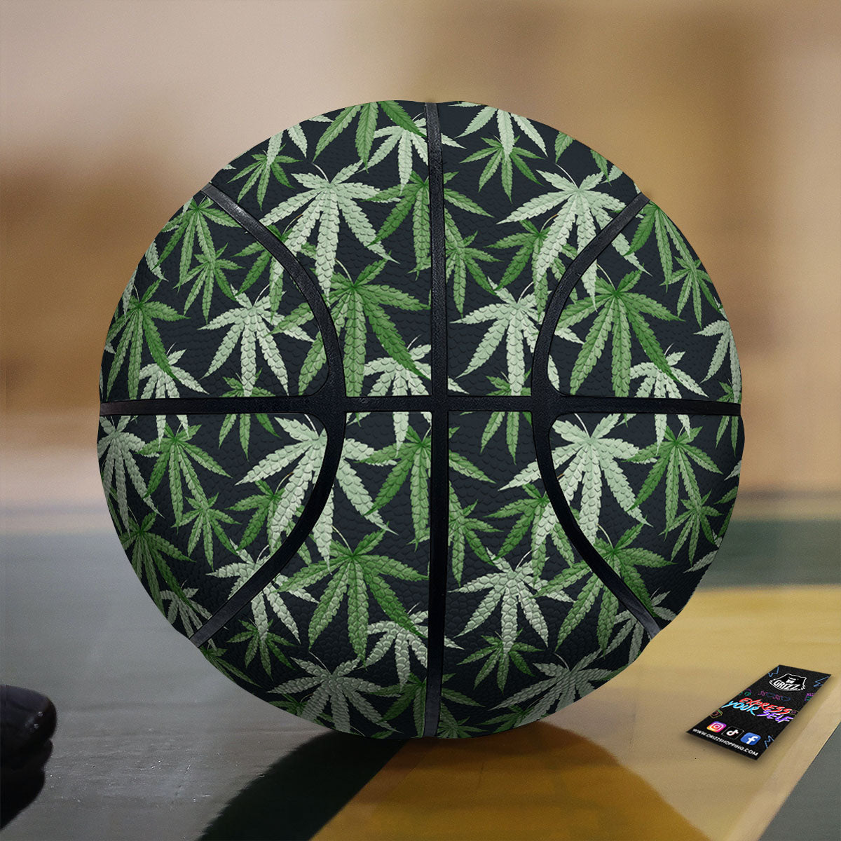 Pot Leaf Green Print Pattern Basketball-grizzshop