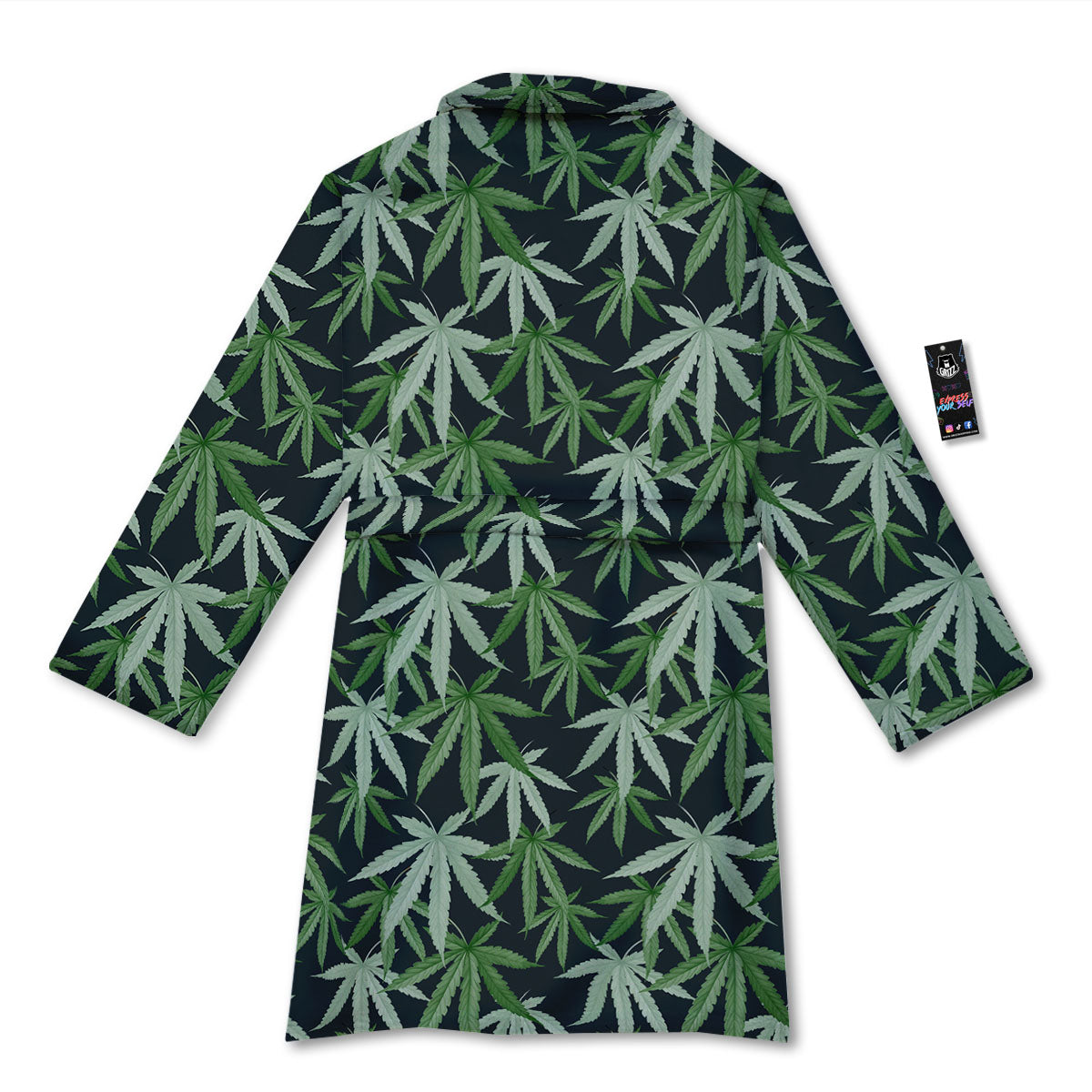 Pot Leaf Green Print Pattern Bathrobe-grizzshop