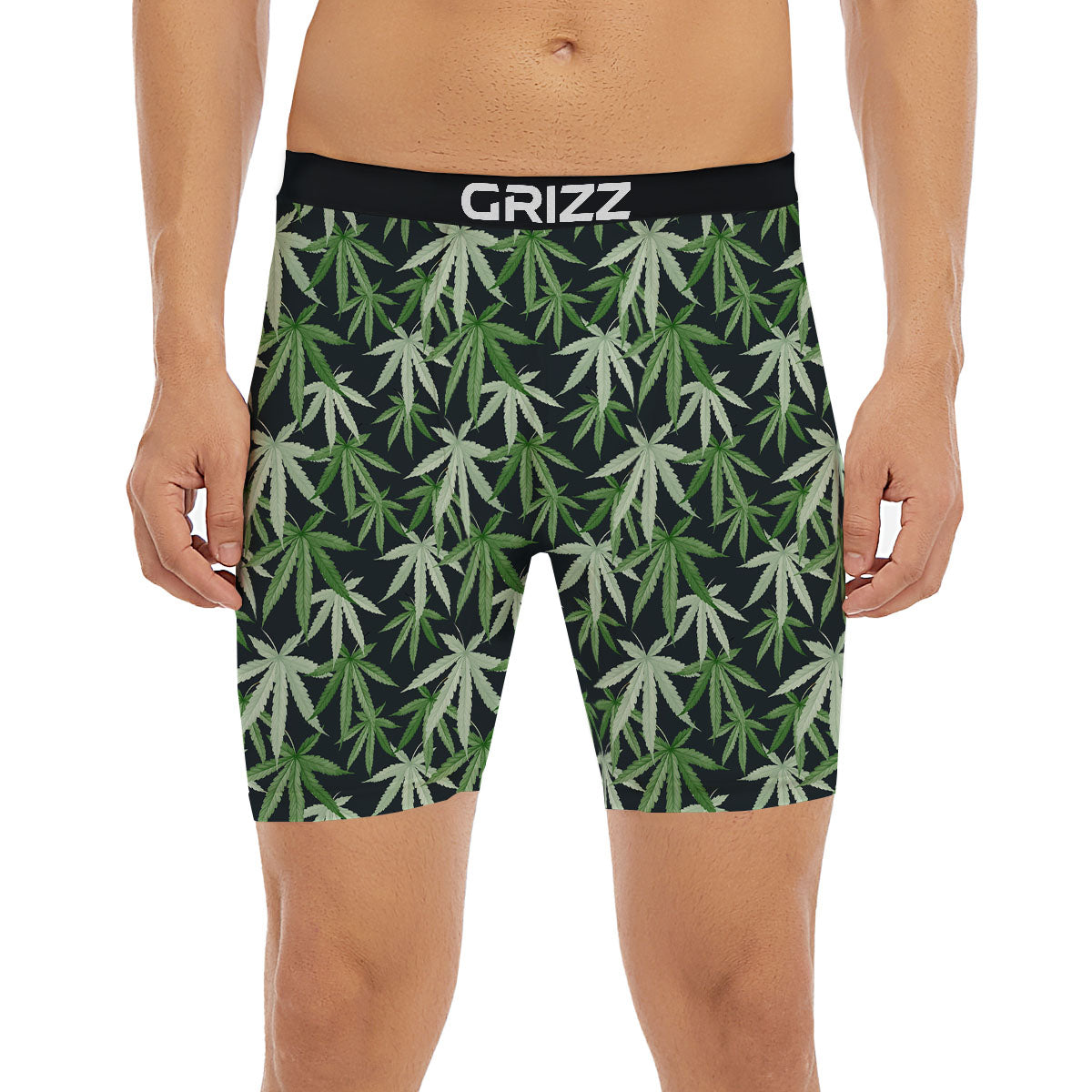 Pot Leaf Green Print Pattern Boxer Briefs-grizzshop
