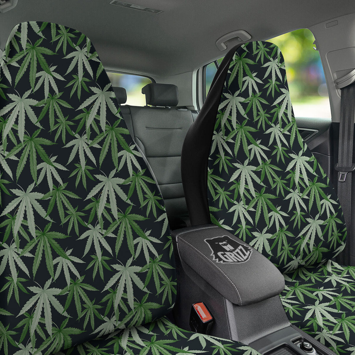 Pot Leaf Green Print Pattern Car Seat Covers-grizzshop
