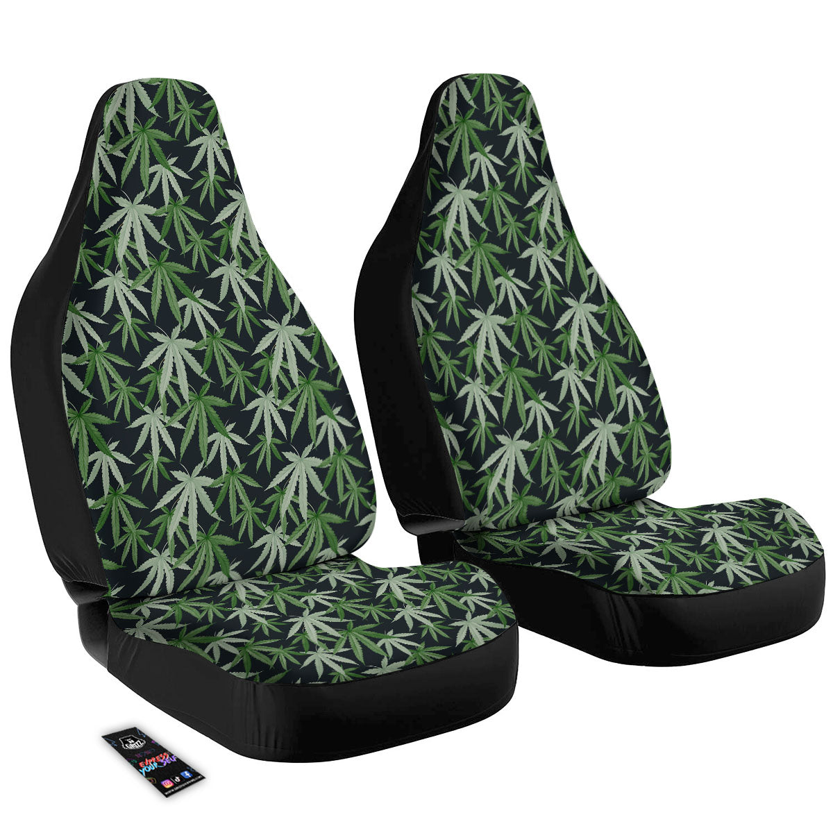 Pot Leaf Green Print Pattern Car Seat Covers-grizzshop