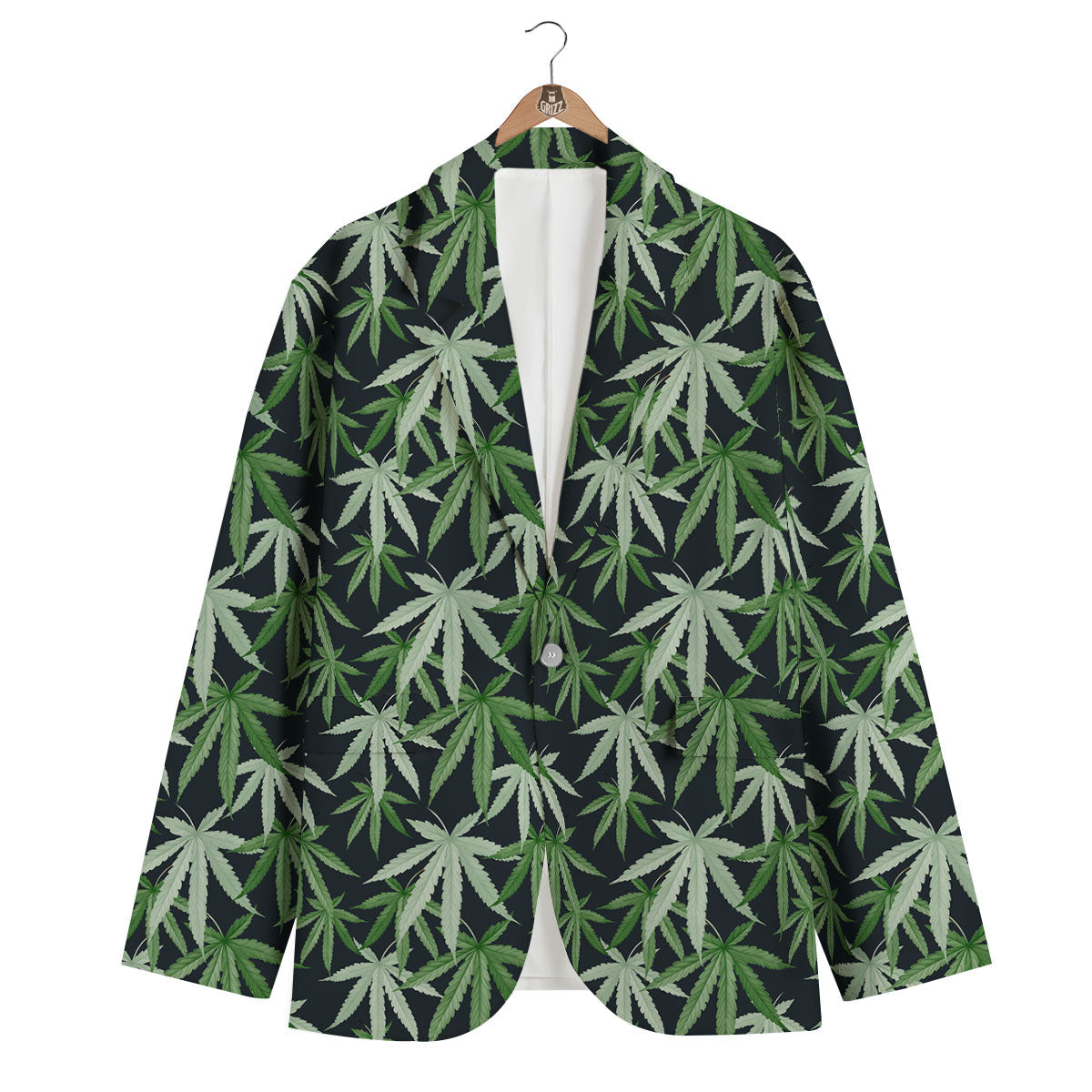 Pot Leaf Green Print Pattern Men's Blazer-grizzshop