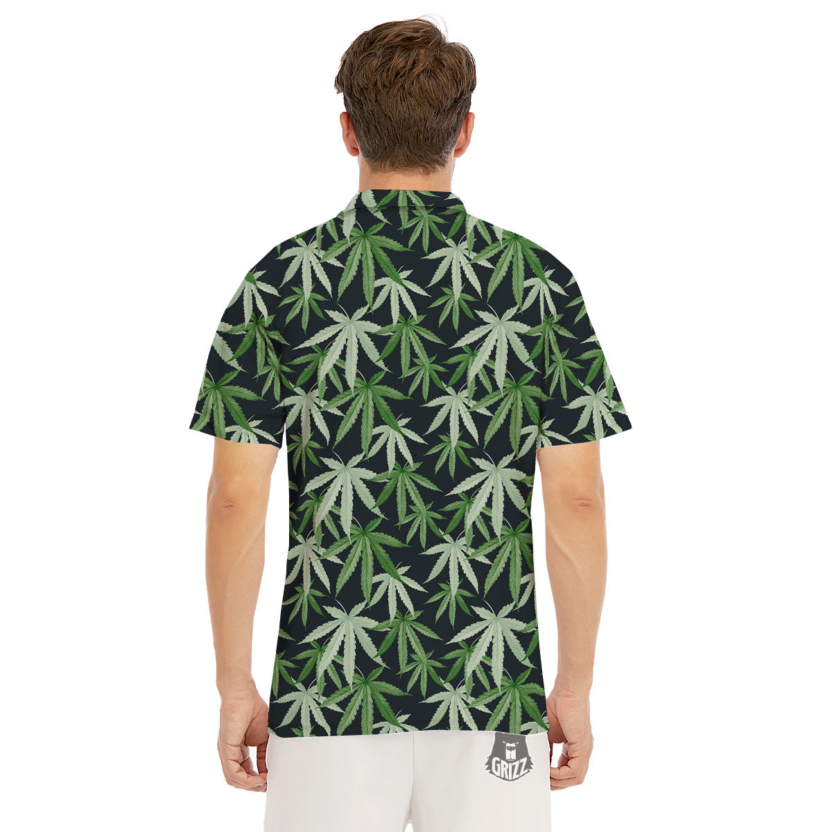 Pot Leaf Green Print Pattern Men's Golf Shirts-grizzshop