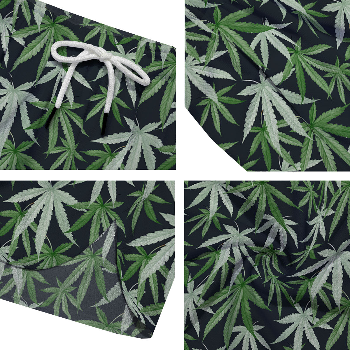 Pot Leaf Green Print Pattern Men's Running Shorts-grizzshop