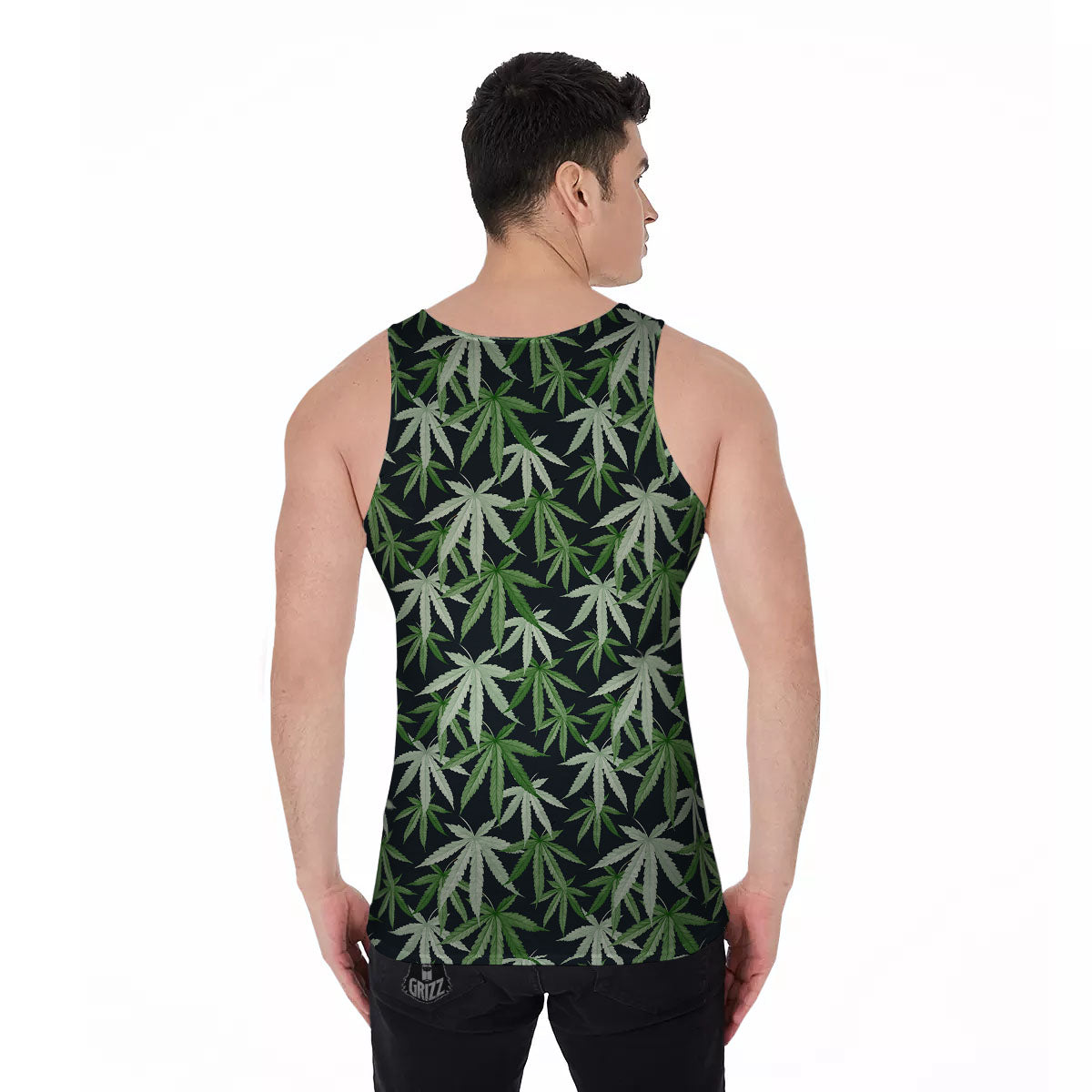 Pot Leaf Green Print Pattern Men's Tank Top-grizzshop