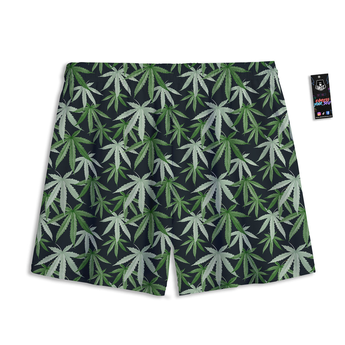 Pot Leaf Green Print Pattern Mesh Shorts